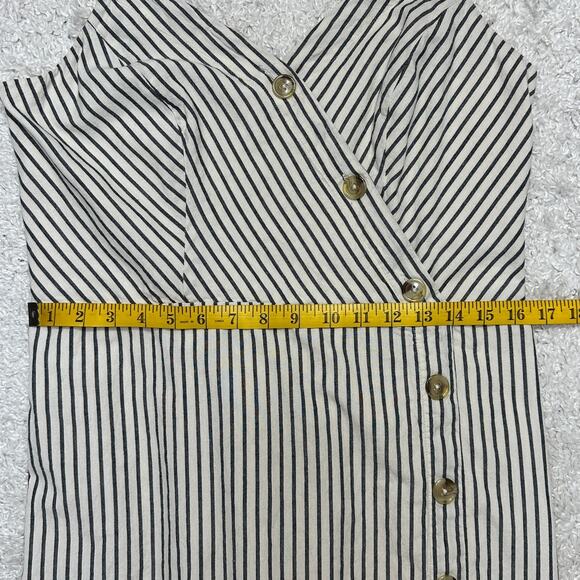 Maurices Stripe Button Front Faux Wrap Dress Adjustable Strap Smocked Back Sz: L - Picture 6 of 8